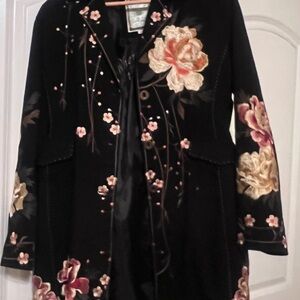 Paparazzi Black Floral Embroidered Jacket, M